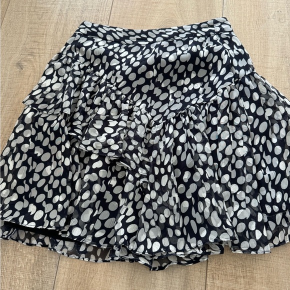 Milly Women’s Navy Dark Blue Polka Dot Ruffle Mini Skirt Short Size 0 - Picture 4 of 4